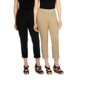 NWT WOMEN WITH CONTROL 2 CROP PANTS KHAKI/BLACK
